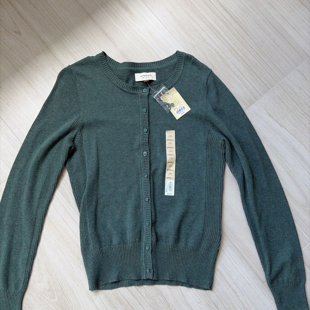 Sonoma Women’s Large Green Cardigan New with Tags Long Sleeve